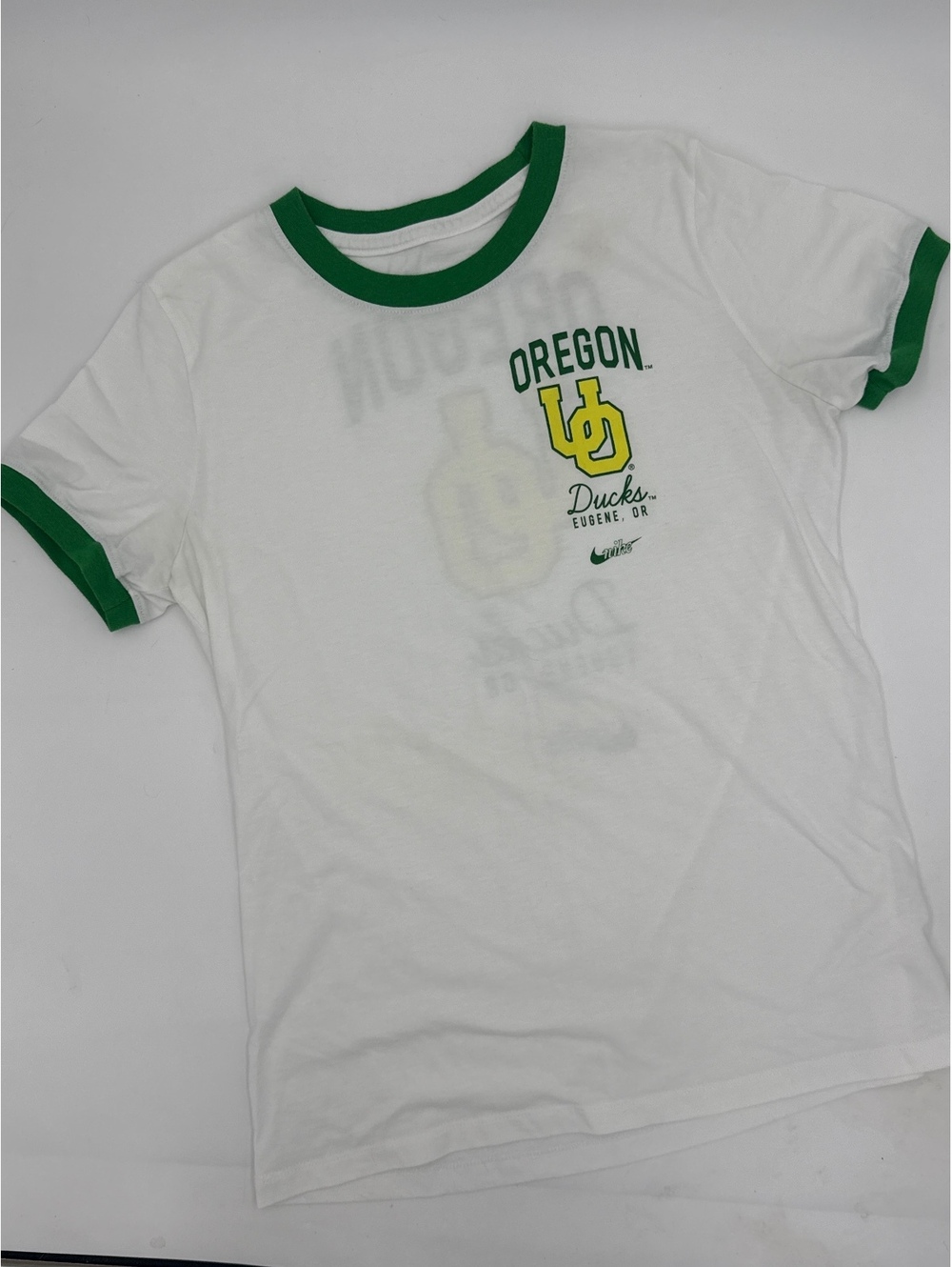 Nike Oregon Ducks The Nike Tee White Green Ringer T-Shirt